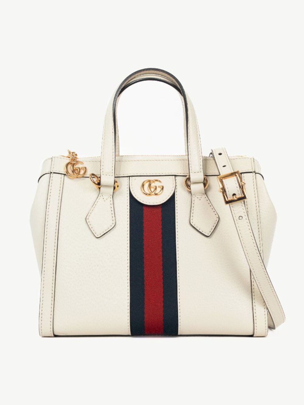 Gucci Ophidia Small Mystic White Dollar Pigprint Leather Striped Tote